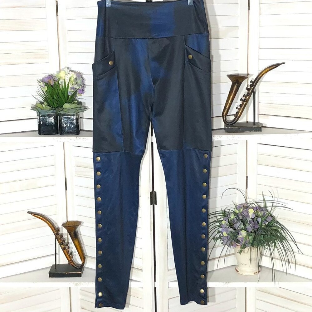 Mislook Y2K Leggings Punk Goth Blue Black Abstract Size Medium